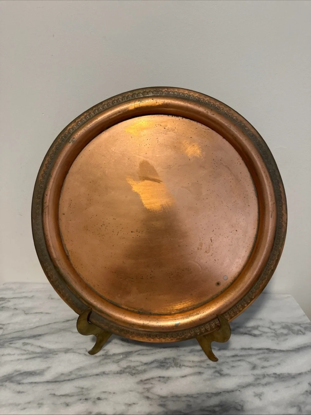 Vintage Copper Decorative serving tray barware vanity Warm Copper Tone 14.5”D